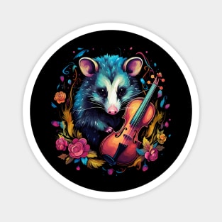 Opossum Playing Violin Magnet